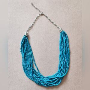 Beaded Multi-Strand Teal Necklace